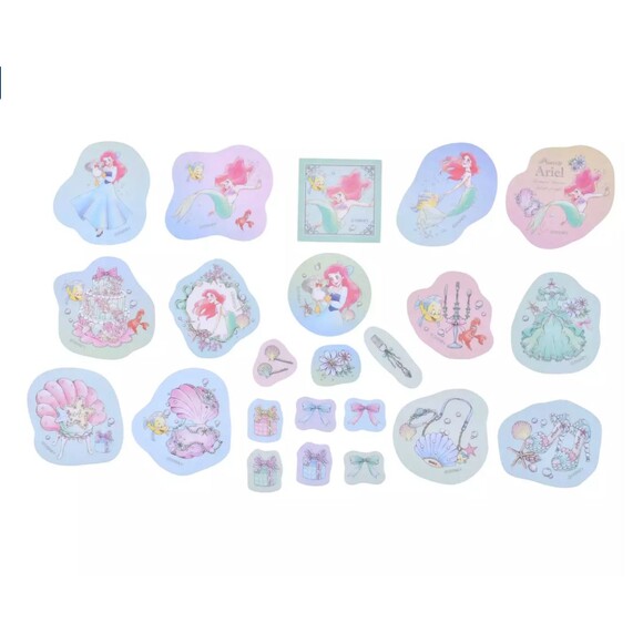 Disney Little Mermaid Ariel Kawaii Watercolor Pastel 42 Stickers Japan New Seal - Picture 2 of 6